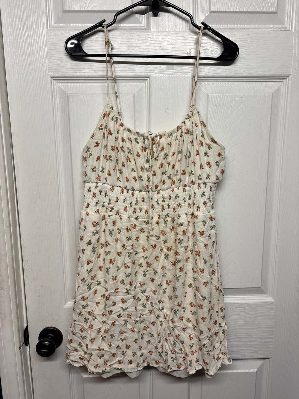 Wild Jasmine Floral Mini Dress Size 1XL Viscose Smocked Tie Front Cami